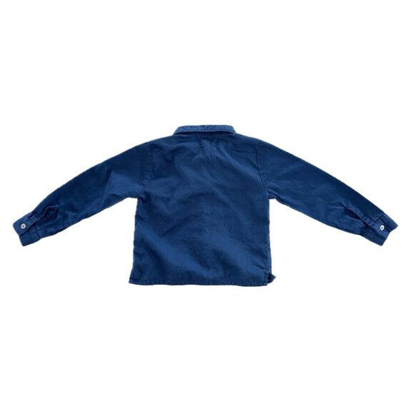 Vild LS Organic Cotton Woven Navy Collared Shirt, - Picture 4 of 5